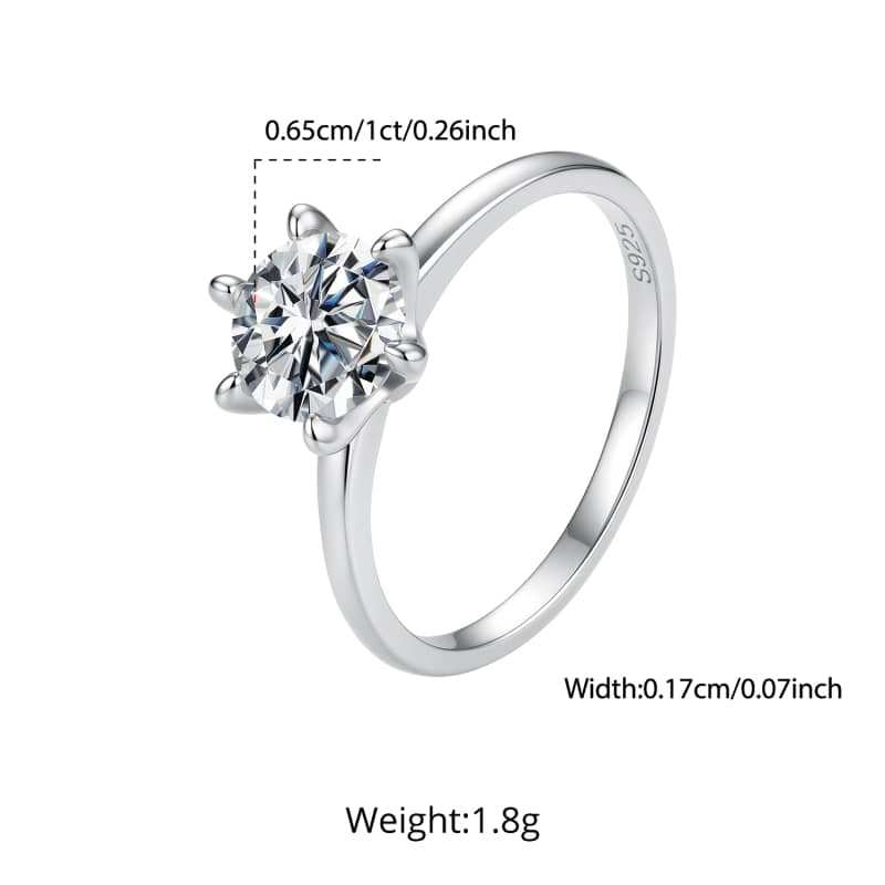 Bamoer 925 Prata Esterlina 1CT Moissanite Anel Moda Jóias Presentes Para Mulher MSR115-l · foto 2