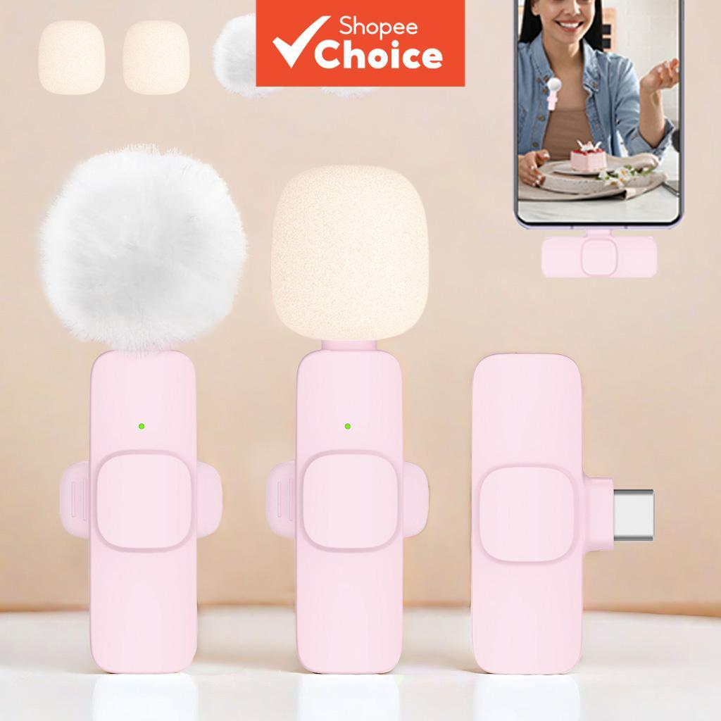 Microfone De Lapela Sem Fio 2.4G Tipo C/Redução De Ruído Relâmpago Para iPhone iPad