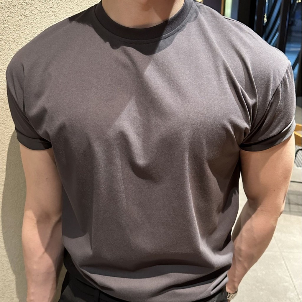 Verão masculino esportes lazer correndo exercício de Fitness simples cor sólida placa de luz magro-ajuste pequeno em tor