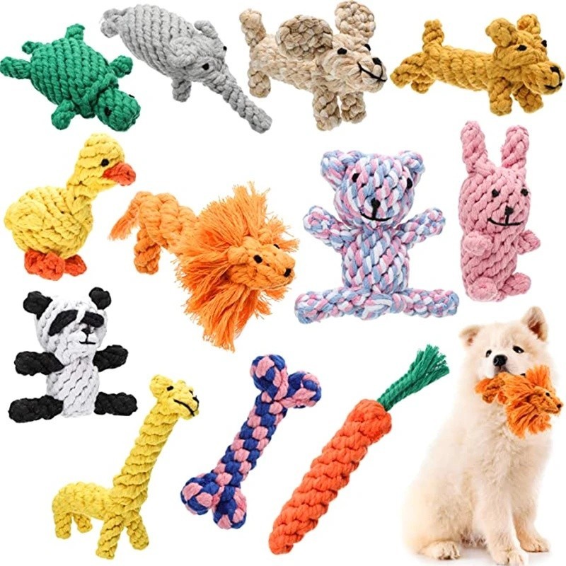 Cão Corda Brinquedo Dos Desenhos Animados Animal Mastigar Brinquedos Para Pequenos Cães Grandes Gatos Molar Limpeza Dent