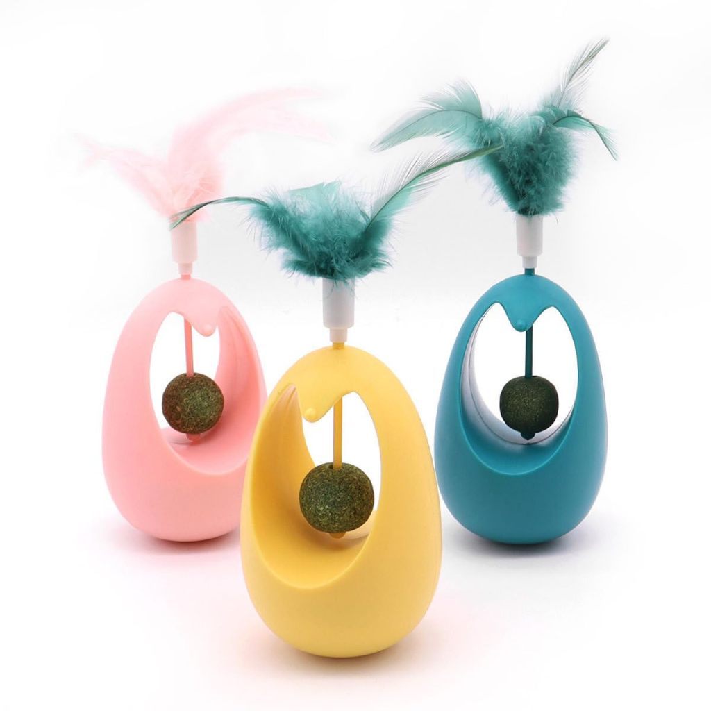 Brinquedo Interativo para Gatos João Bobo com Pena e Bola Catnip ENVIO IMEDIATO