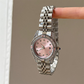 Diamante moda relógio requintado banda de aço relógio quartzo luz luxo senhoras relógio aniversário namorada presente