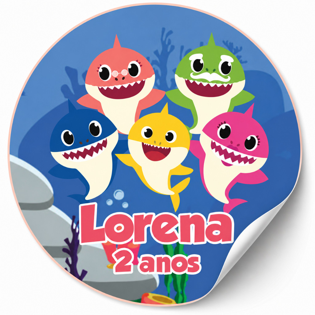 50 unid. Adesivos Baby Shark Personalizado lembrancinha sacolinha tubete latinha sacolinha festa aniversário