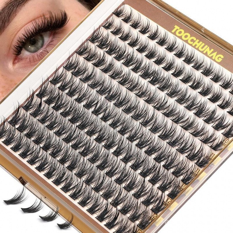 Cílios em Cluster Curtos 9-12mm, Extensão de Cílios em Cluster Fino, 160 Peças, Cílios Individuais para Curvar, e