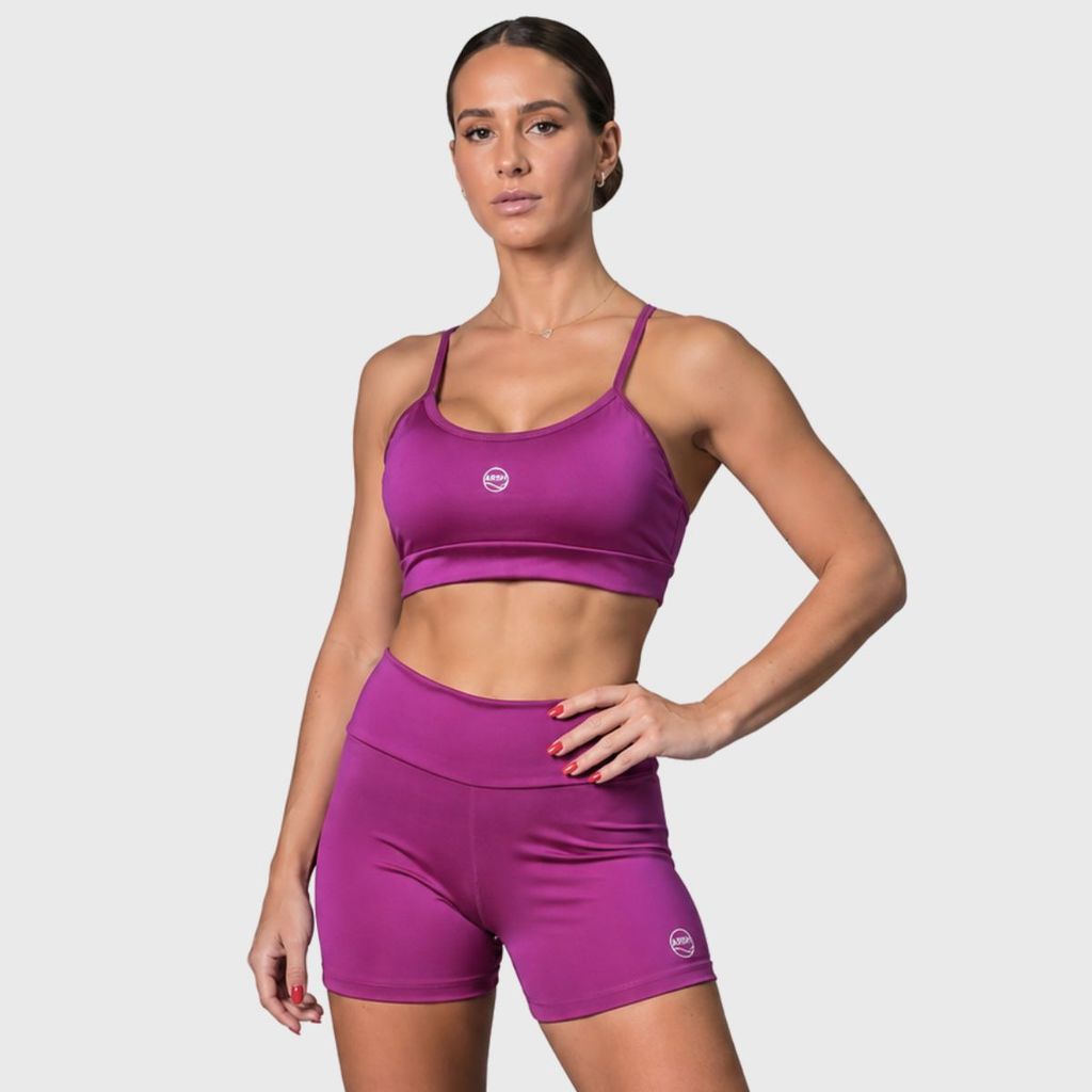 Conjunto Fitness Feminino Top e Shorts Cós Alto Malha Trilobal Sustentação Premium Academia