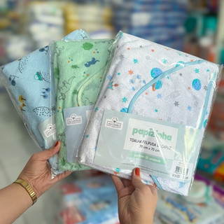 Kit 3 Toalha de Banho Felpuda c/ Capuz 70x70cm Papizinha Papi Toalha infantil