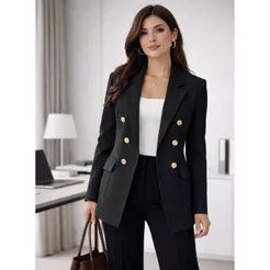 Blazer Feminino Alfaiataria casaco Social com botao Tendencias Moda