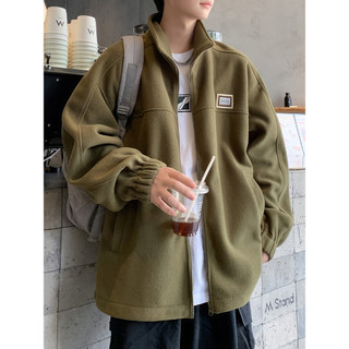 Polar velo forro de lã moletom masculino outono inverno quente meia gola alta zíper jaqueta masculina topo novo estilo W