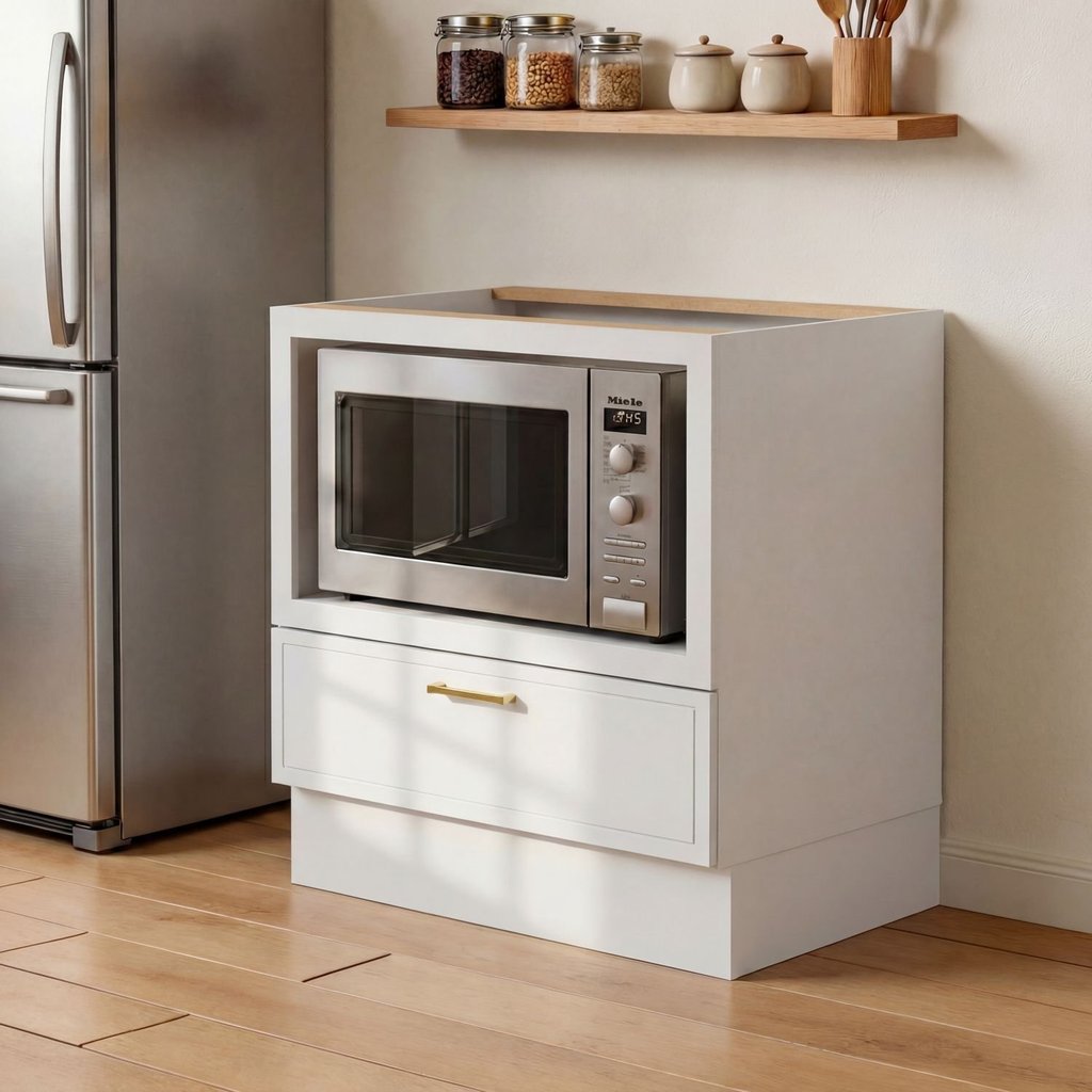 Balcão com Nicho para Forno sem Tampo Marselha CabeCasa MadeiraOriginals Branco Branco