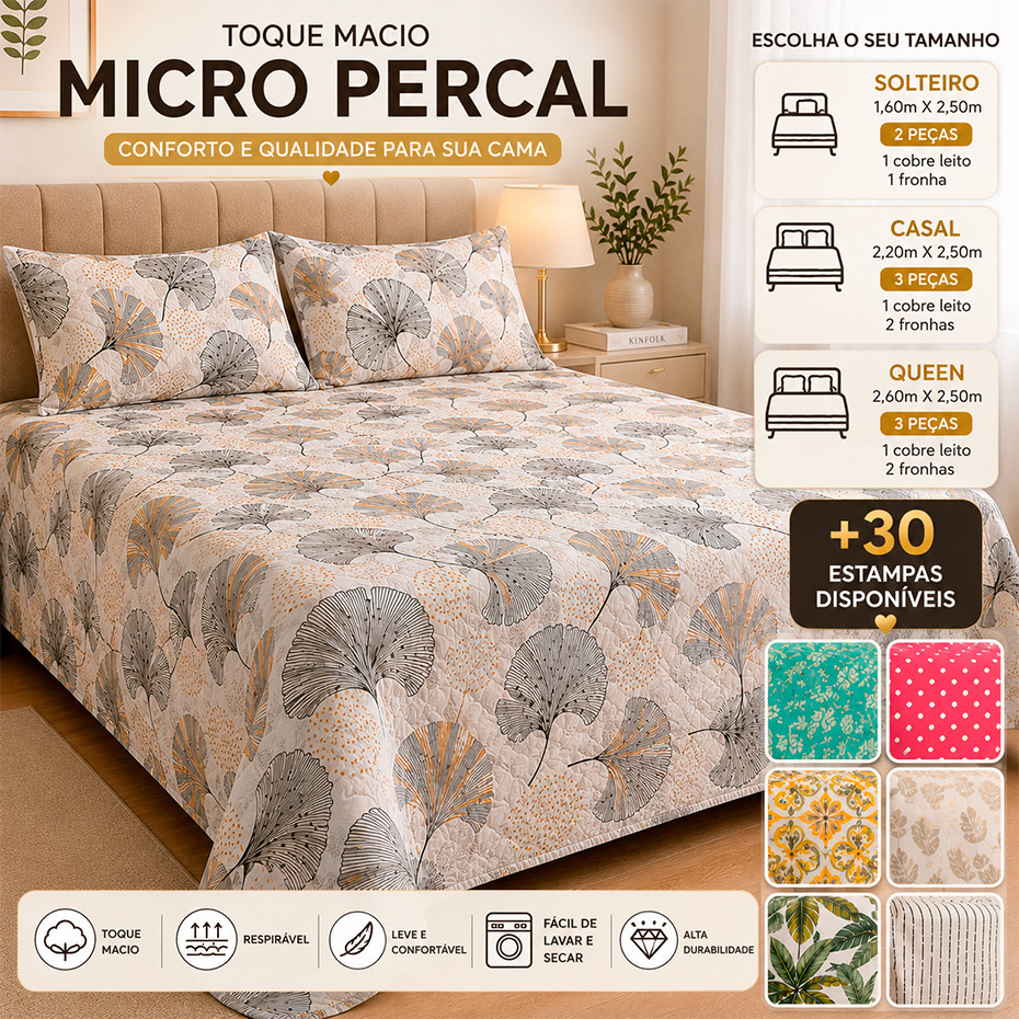 Jogo Cobre Leito Solteiro Casal Queen Microfibra Importado 2 Porta Travesseiro Sem Elastico