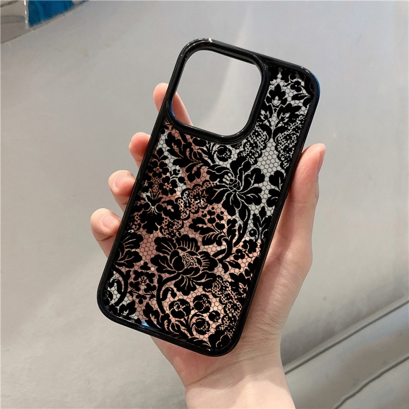 Capa Transparente De Renda Floral Vintage Para Samsung Galaxy S26 Ultra S25 FE S24 S23 A56 A55 A54 A36 A26 A35 A34 5G A0