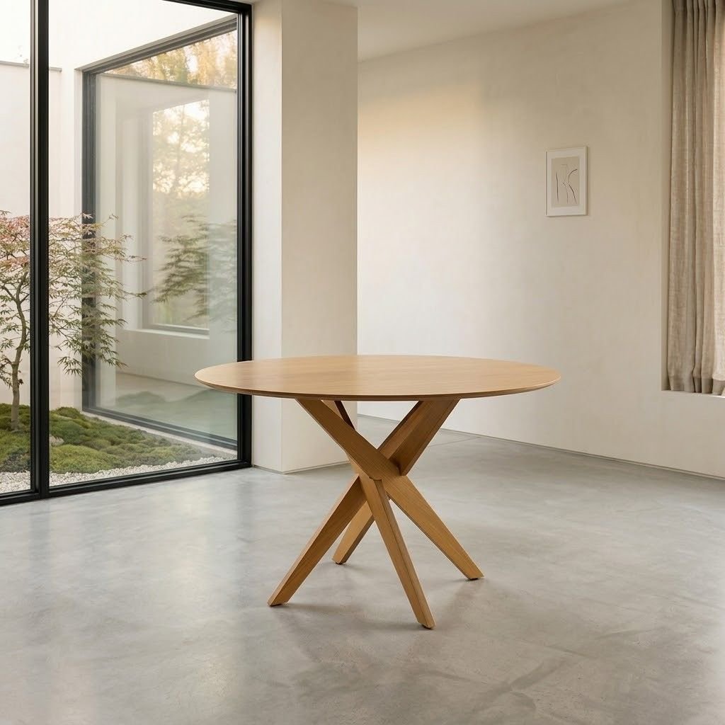 Mesa de Jantar Redonda Madeira Maciça 4 Lugares 120cm Lisboa Marrom/Nozes Nozes