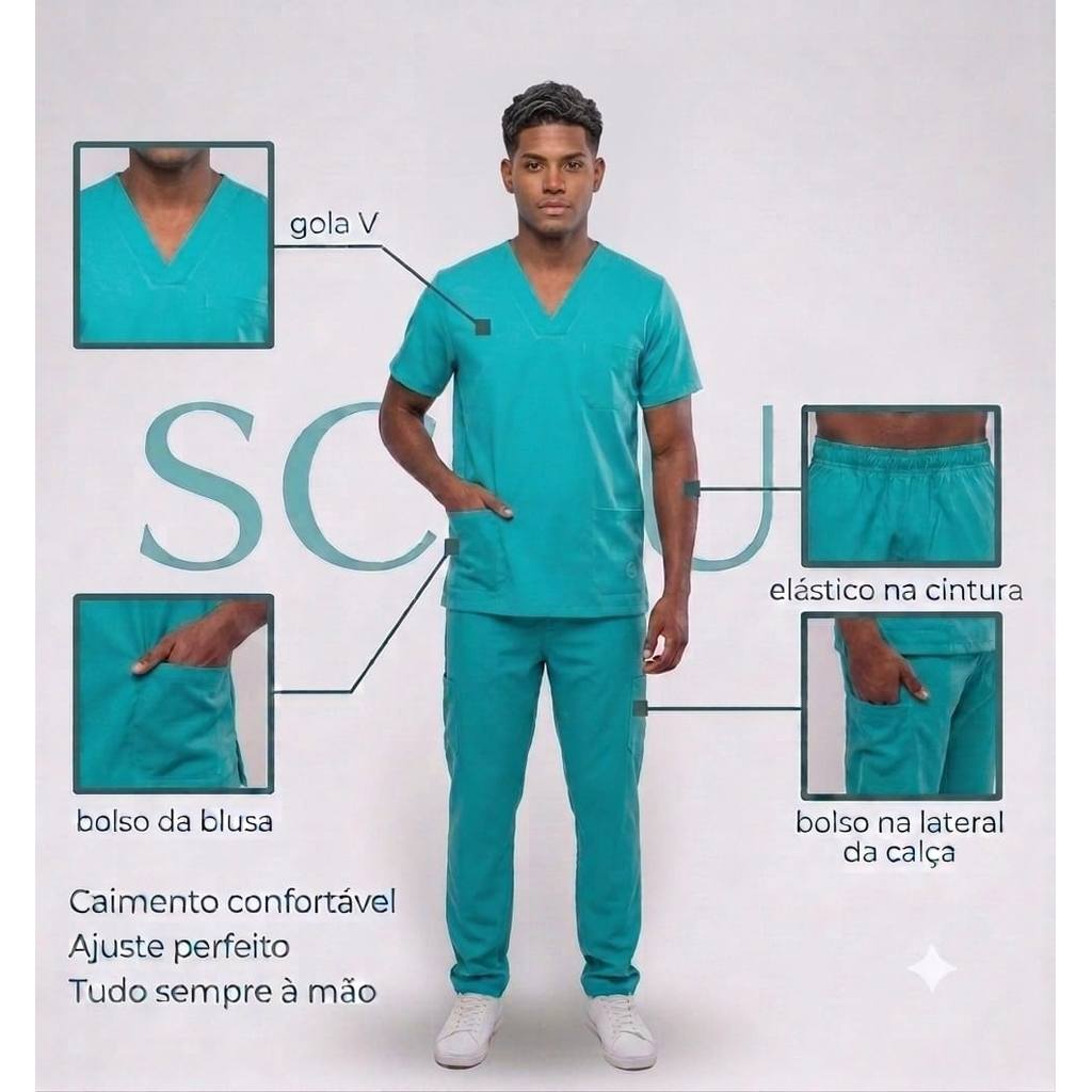 Pijama Cirúrgico Scrub Confortável Tendência Saúde Moda Profissional