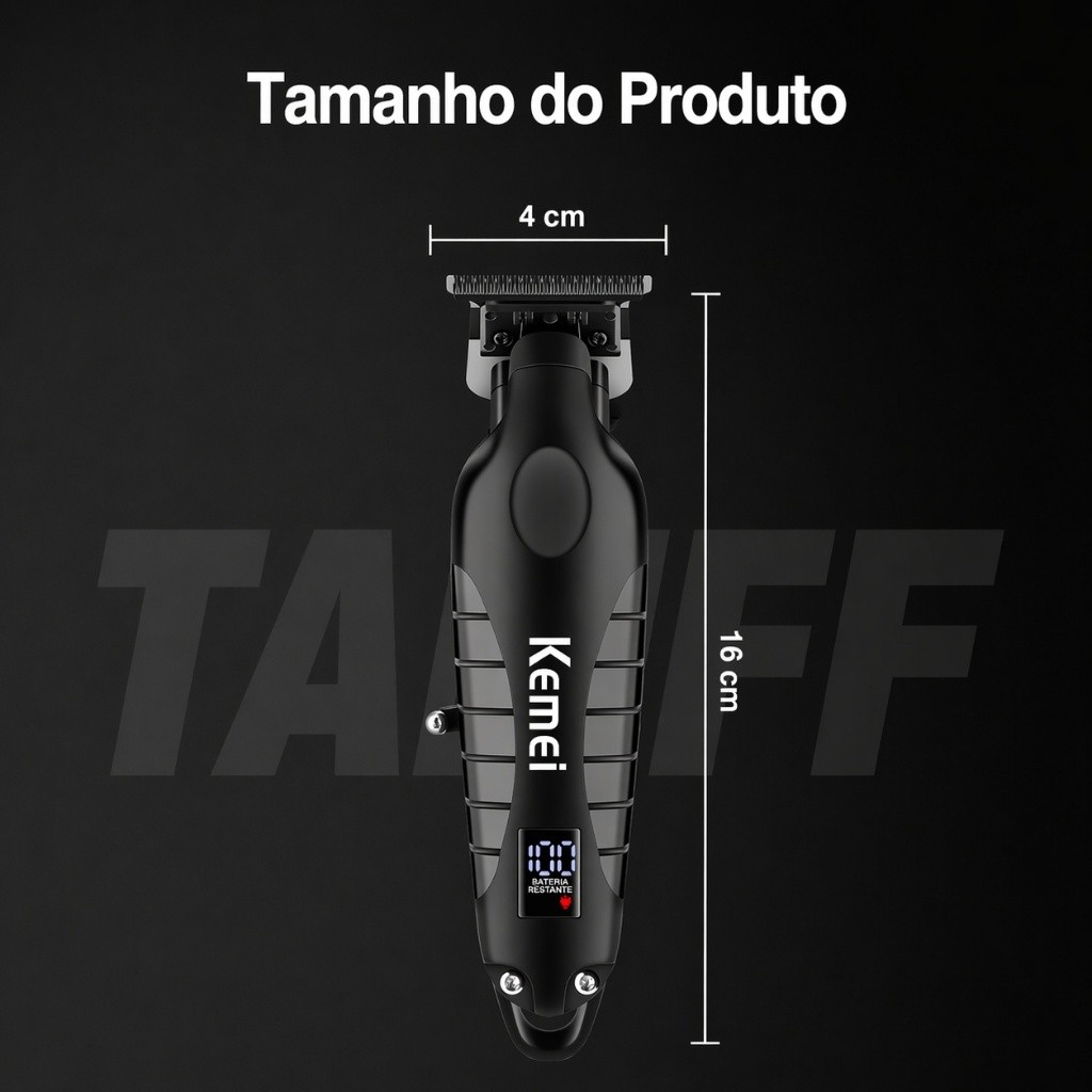 Máquina Acabamento Kemei 2293 Profissional LCD Bivolt Sem Fio Barbeador — imagem 2 de 2