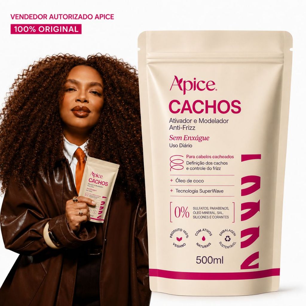 Ativador e Modelador Anti-Frizz Cachos Refil 500g Ápice