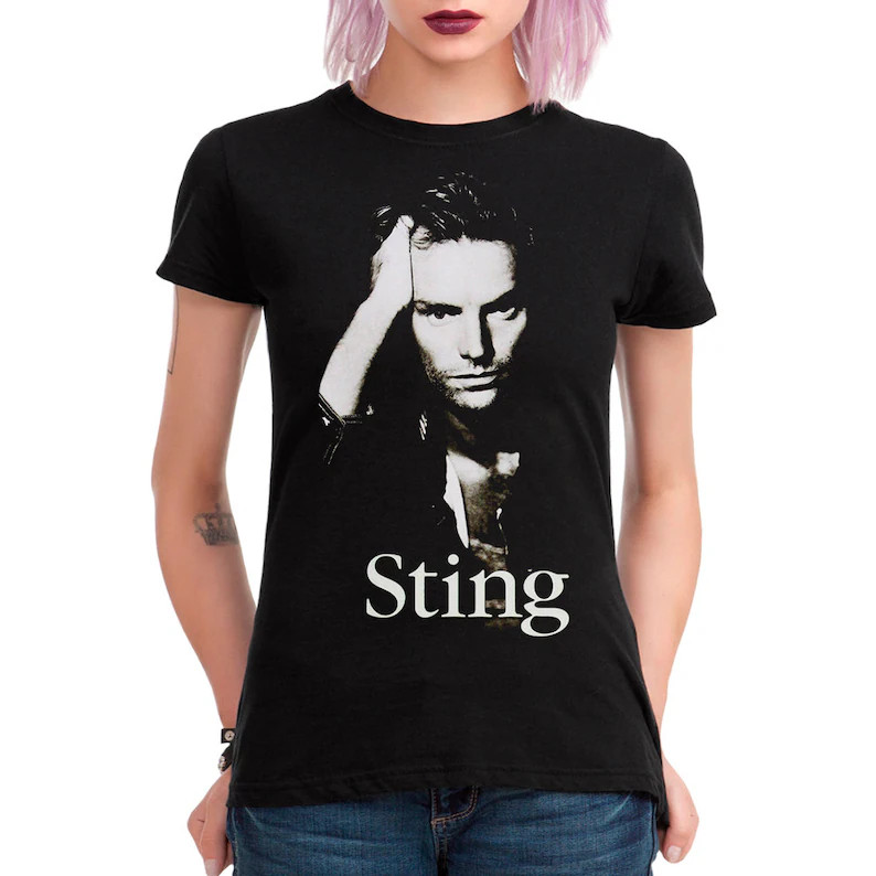 Camiseta Masculina Feminina Oversized Estampa Sting Cantor Rock, Camiseta de Banda Streetwear, Camiseta Preta com