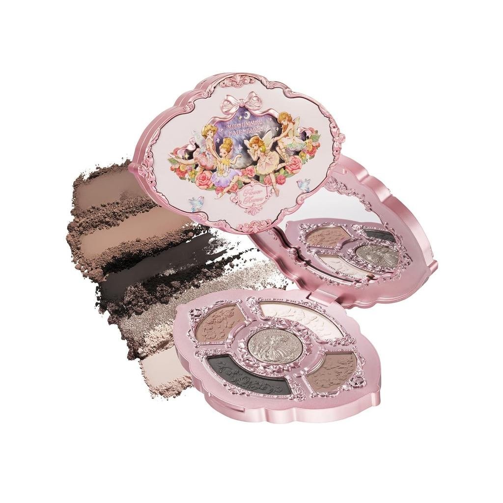 Flower Knows Midsummer Fairytales Paleta de Maquiagem em Cinco Cores com Efeito Relevo, Sombra Nude com 4 Tons Matte + C