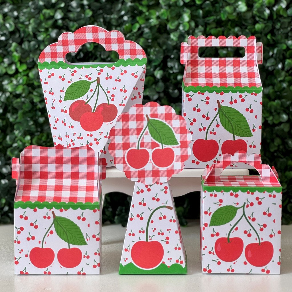 Caixinhas Cerejinha - Cereja - PEGUE E MONTE - PRONTA ENTREGA festa lembrancinhas aniversario decoração personalizados
