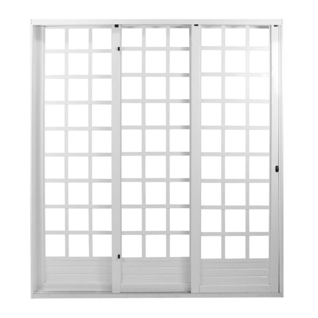 Porta de Aço de Correr 215x200cm com Vidro Minas Sul MGM Abertura Direita Branco Direita