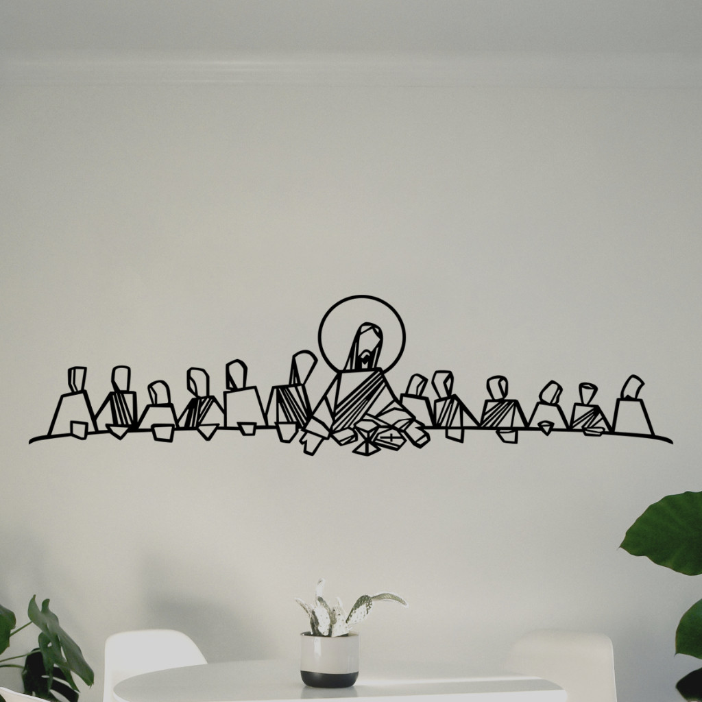 Quadro Decorativo Santa Ceia Releitura MDF Preto Fosco