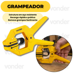Grampo Multiuso Vonder 50mm com Mola Fixador para Colagem Montagem de Móveis Aperto 15kgf Forte