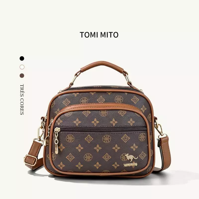 TOMI MITO Bolsa Feminina Transversal com Monograma Estilo Luxo Versátil para Dia a Dia Passeio e Viagem TM9185