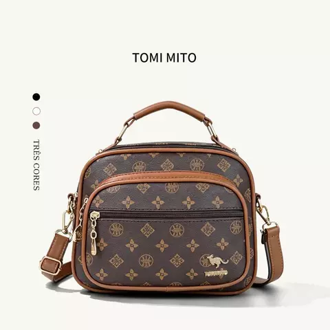 TOMI MITO Bolsa Feminina Transversal com Monograma Estilo Luxo Versátil para Dia a Dia Passeio e Viagem TM9185