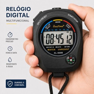 Cronômetro Digital Progressivo De Mão Alarme Relógio Com Corda Temporizador Esporte Estudo Esportivo