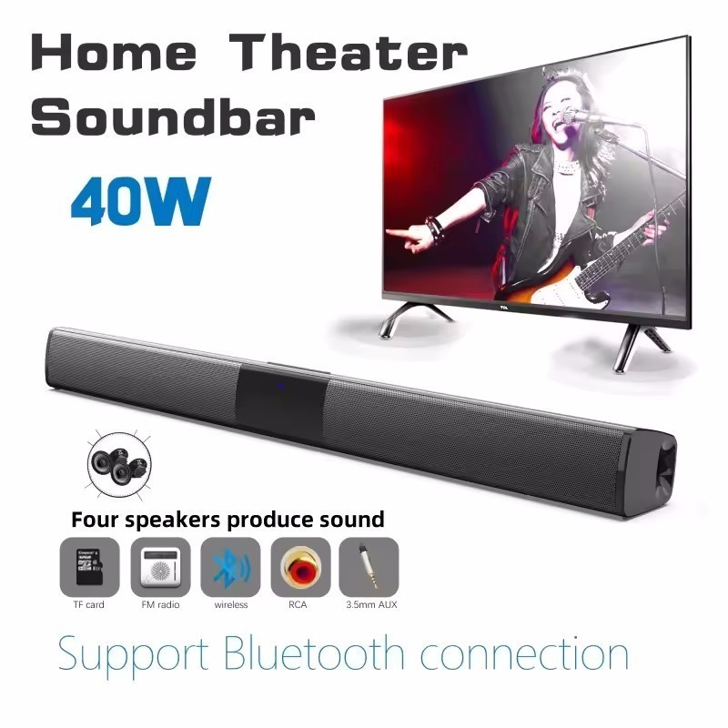 Soundbar Para TV Subwoofer Alto-Falante Bluetooth Caixa De Barra De Som Música Rádio Sem Fio FM Big Bocina Bass Blootoot