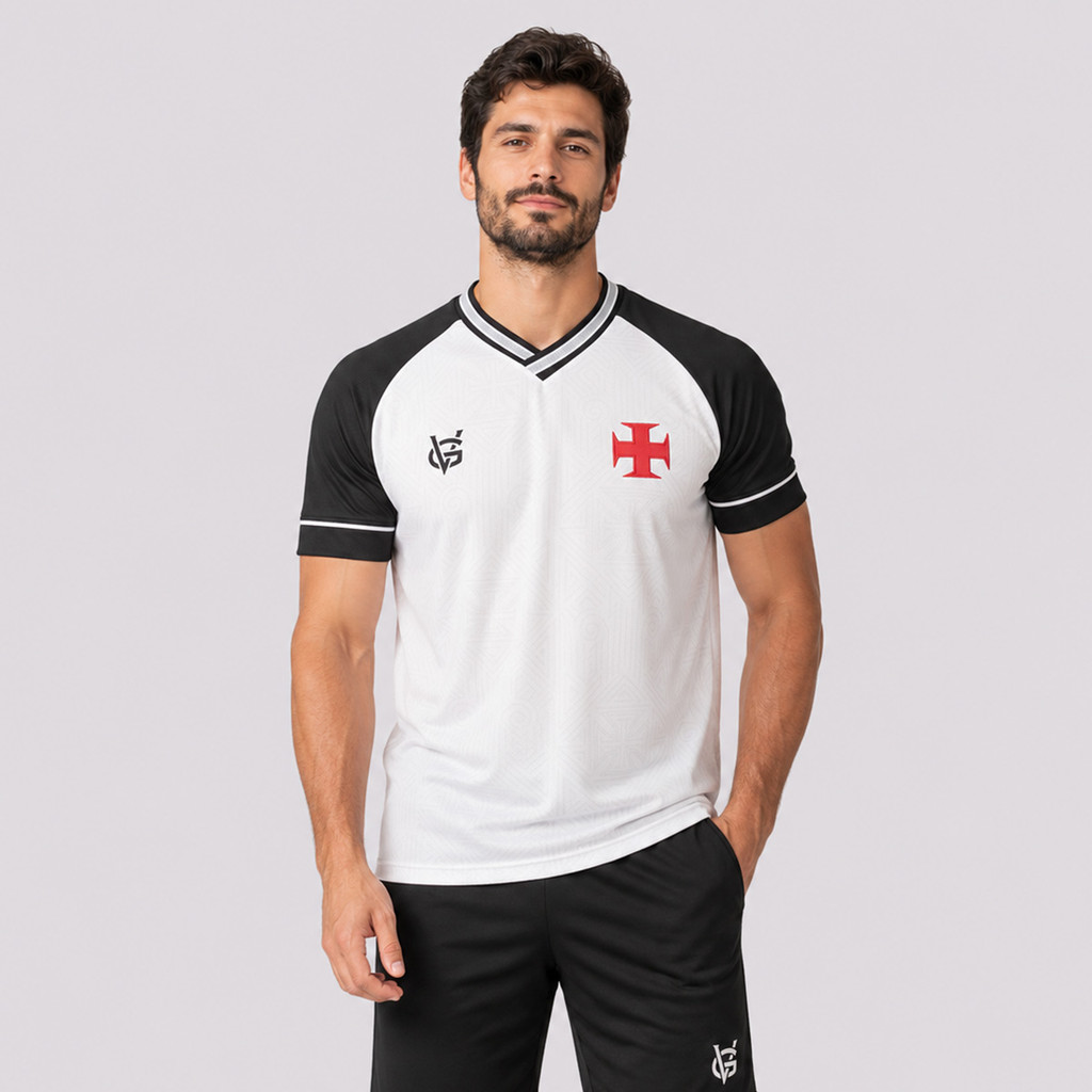 Camisa Vasco Coração Vascaíno Branca e Preta