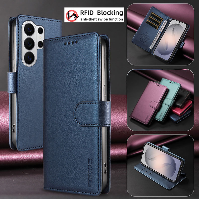 Para Samsung A73 A57 A56 A54 A53 A52 A37 A36 A35 A34 A33 A32 A27 A26 A25 A24 A23 A22 Flip Leather Case Preto Fecho Magné
