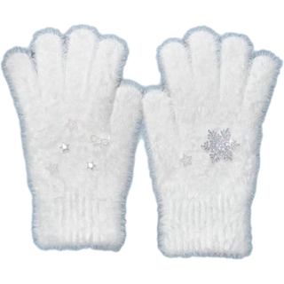 Luvas Casuais de Dedo Inteiro para Adolescentes e Meninas, Luvas Brancas com Padrão de Floco de Neve, Acessórios Feminin