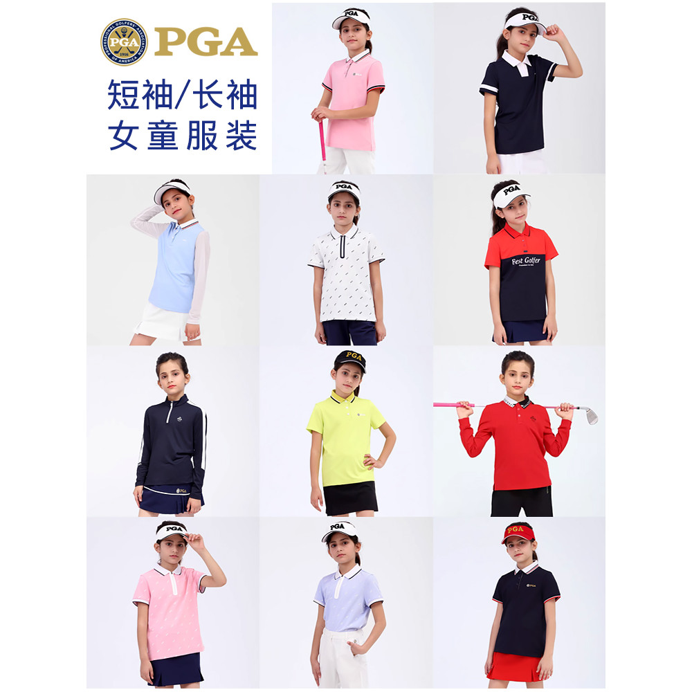 [2 itens com 50% de desconto] American PGA Dois itens 50% de desconto Roupas infantis de golfe Roupas para meninas Manga