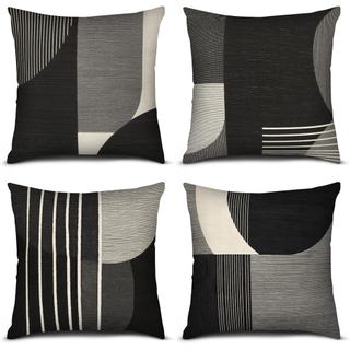 Conjunto de 4 Capas de Almofada 18x18, Capas de Almofada Decorativas Abstratas Modernas, Capas de Almofada Geométricas e