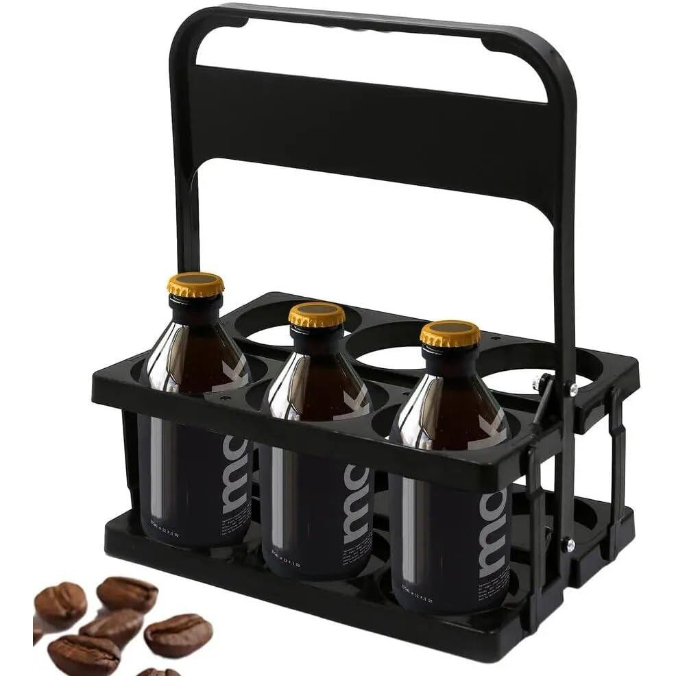 Suporte de Copos Dobrável de Plástico, Preto, 13 polegadas, Capacidade para 6 Bebidas, Portátil para Entregas, Comida pa