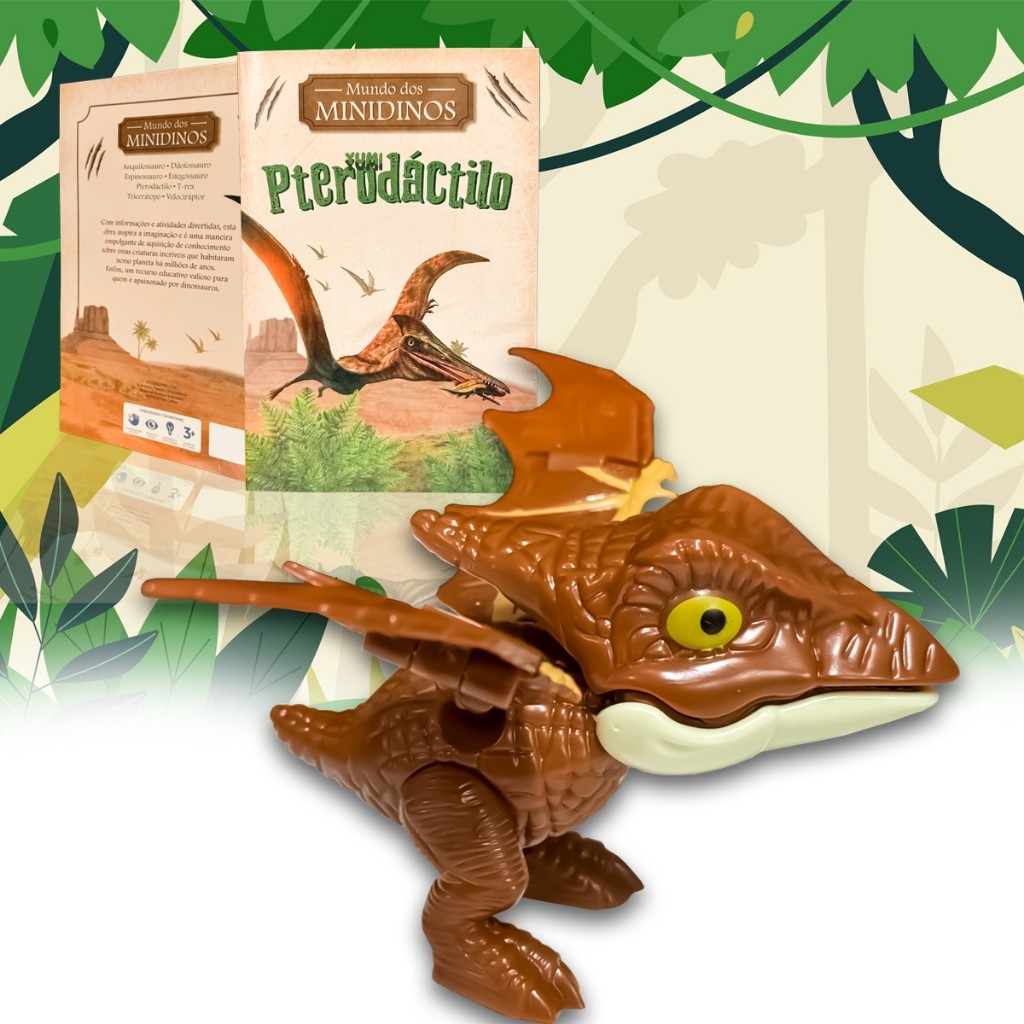 Livro Mundo Dos Mini Dinossauros : Pterodáctilo | Livrinho De Atividades & Jogos Para Crianças Com Miniatura - Brinquedo