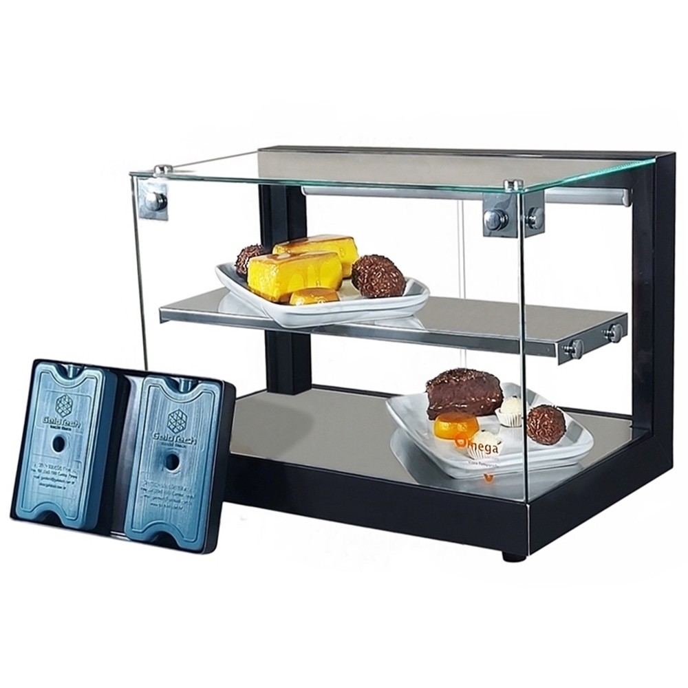 Vitrine fria para Doces Quadrada 47cm Dupla com 8 Gelo X Preta - Omega