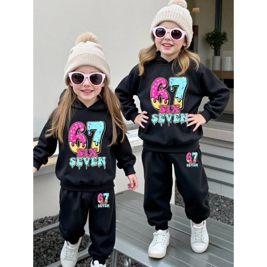 Conjunto Moletom Infantil Feminino Volta As Aulas Kids Estampado Algodão Calça E Canguru Bolsos