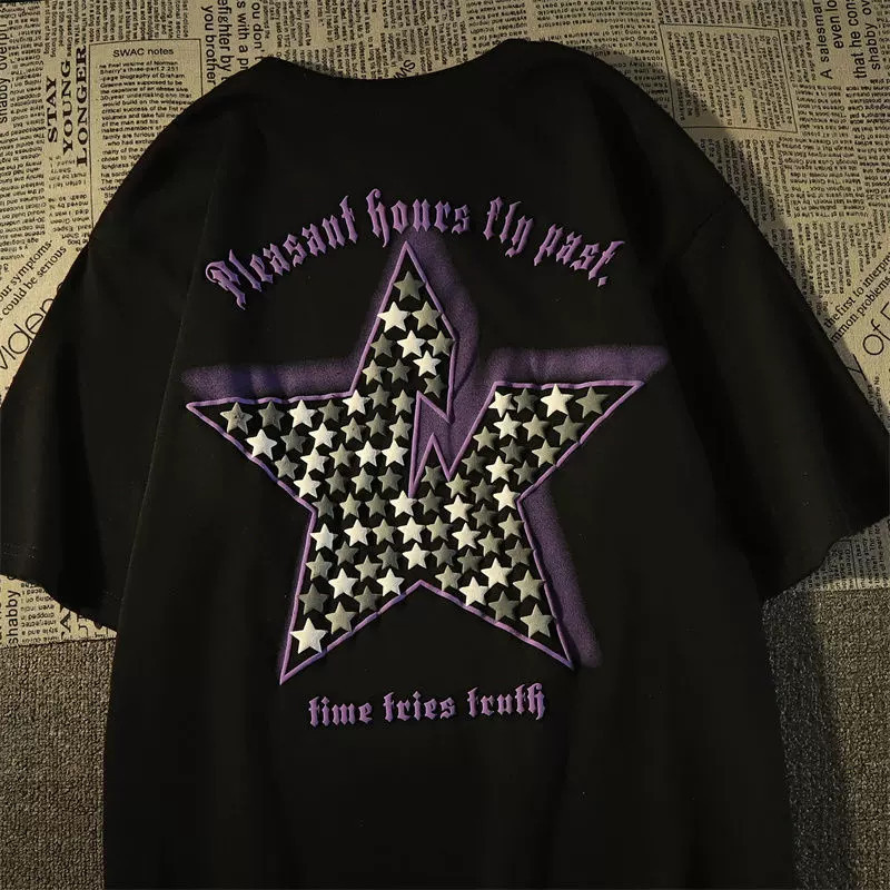 Camiseta Feminina Estrela com Letras Inspiracionais Moderna Confortável Estilosa Moda Feminina Casual