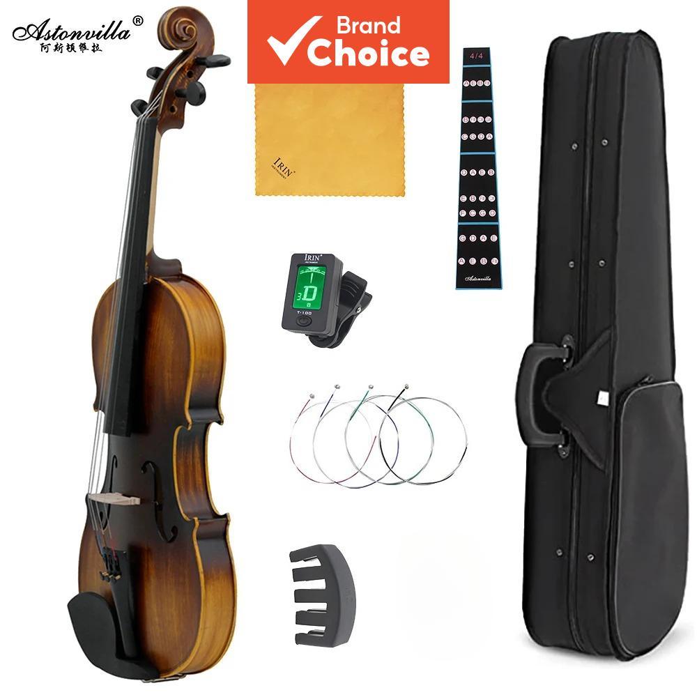 Astonvilla 4/4 Violino Vintage Requintado Sub Gloss Verniz Elegante Retro Antigo Instrumento De Cordas Para Iniciantes V