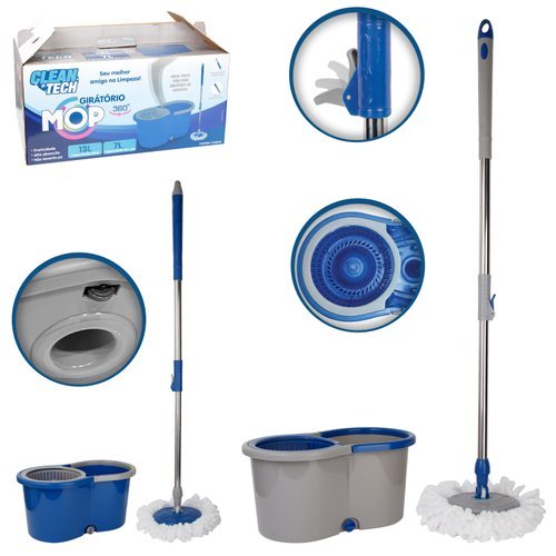 Mop Giratorio Com Balde 13 Litros Alca Facil Manejo Alta Durabilidade