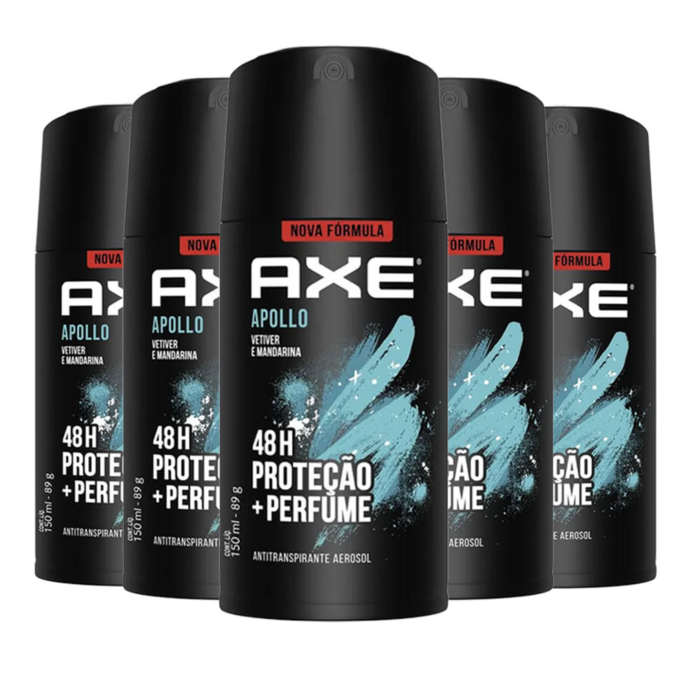 Kit Desodorante Antitranspirante Aerosol Axe Apollo 150ml - 5 Unidades