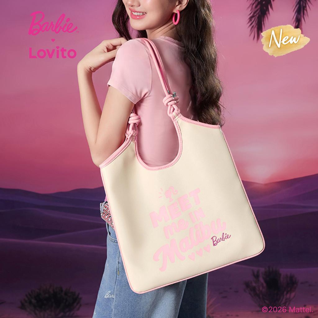 (New Arrival) Barbie™ X Lovito Bolsa Tote De Ombro Casual Em Pu Com Detalhes Con