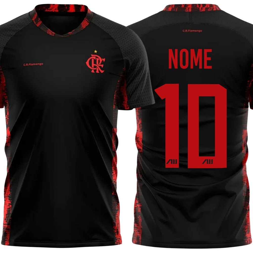 Camisa Flamengo Blood Adulto Masculina Personalizada Nome + Numero Torcedor Original Dry-fit