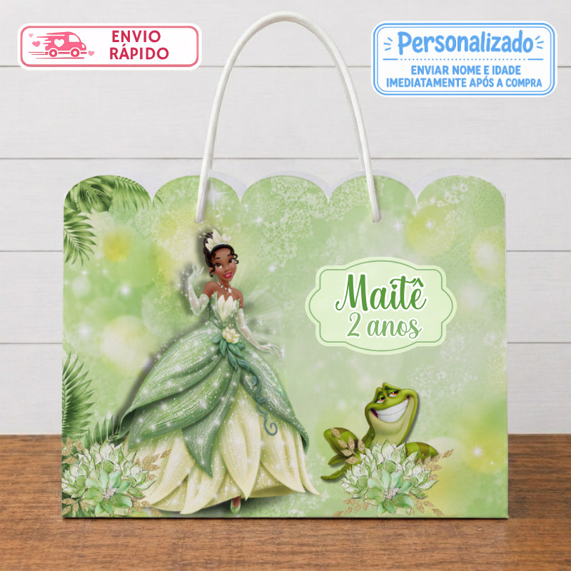 Sacolinha Tiana A Princesa e o Sapo Personalizada Lembrancinhas Festa infantil Aniversário Sacola G