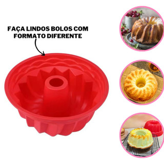Forma De Silicone Com Furo 24cm Para Air Fryer E Forno Bolo Pudim