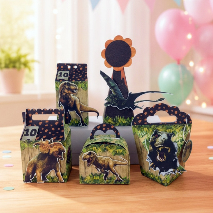 Kit Personalizados Apliques 3D Coloque Nome e Idade Tema Dinossauro  Jurassik Festa Infantil Caixinhas/ aniversário