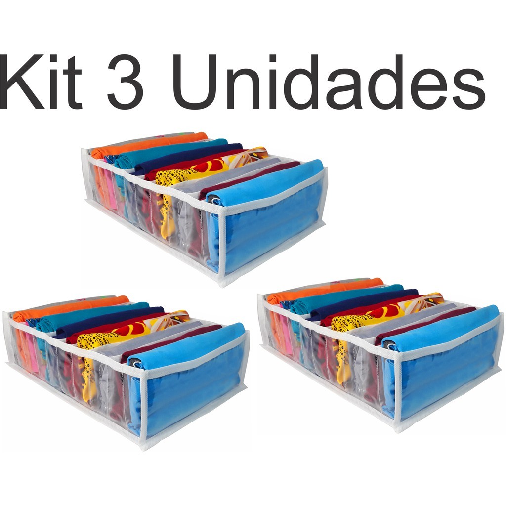 Kit 3 Unidades Colmeia Organizadora de Roupas Tamanho M Organizador de Gaveta Guarda-Roupa Dobrável Camisetas