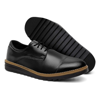 Sapato Social Oxford Masculino Couro Preto Confortável Leve