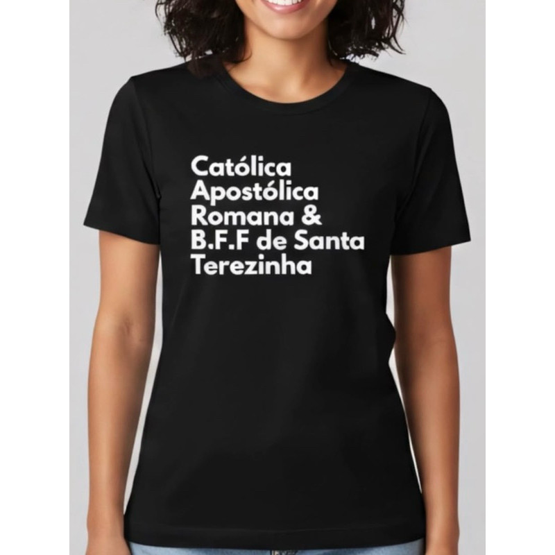 Camiseta Santa Teresinha Unissex Católica Religiosa Cristã Estampada 100% Algodão Gola Redonda T-Shirt